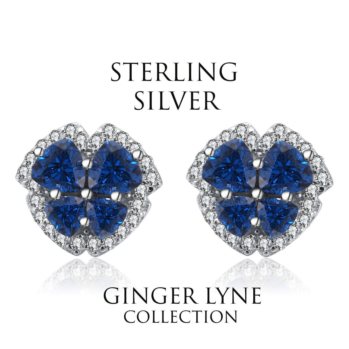 Halo Stud Earrings for Women Sterling SilverLondon Blue Cz Ginger Lyne Collection