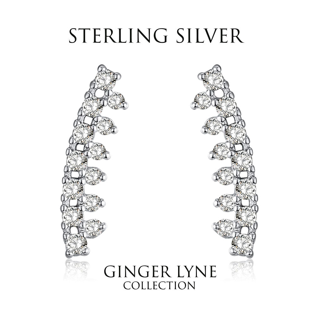 Curve Bar Earringsfor Women Ear Wrap Sterling Silver Cz Ginger Lyne Collection