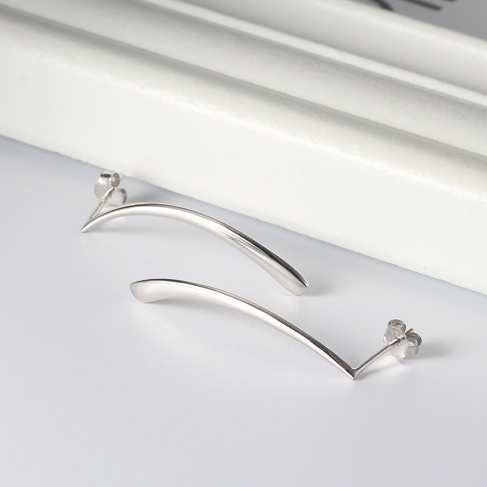 SimpleStudDropEarringsforWomenElegantCurvedSterlingSilverGingerLyneCollection_Silver-5