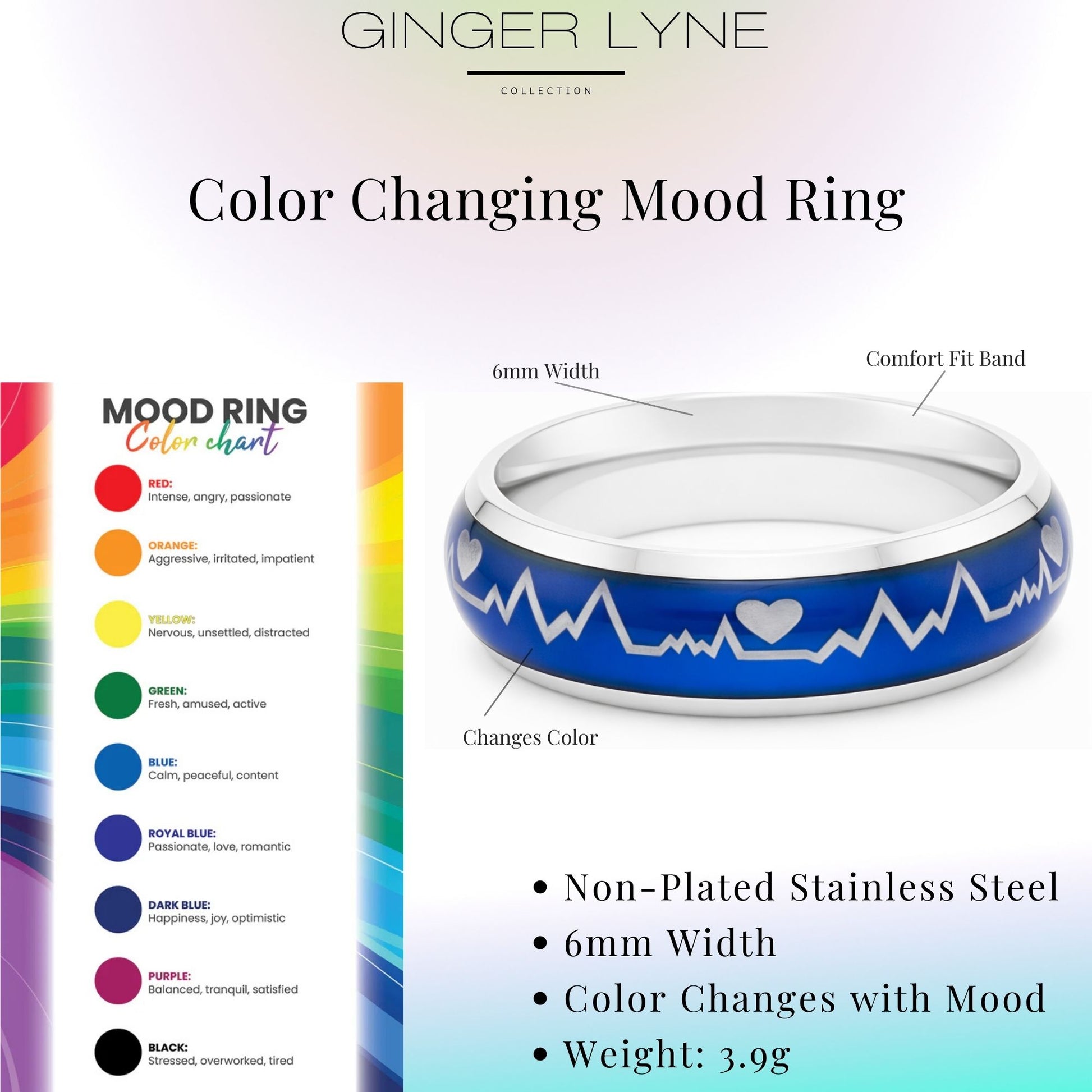 HeartbeatMoodRingWeddingBandforWomenorMen6mmStainlessSteelGingerLyneCollection_Silver-4