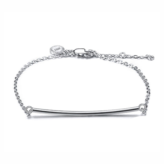 Curved Bar Chain Bracelet for Women and Girls Sterling Silver Ginger Lyne Collection