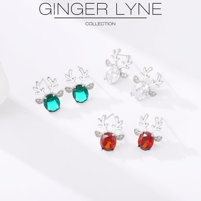 ReindeerStudEarringsforWomenWhiteGoldPlatedCZChristmasJewelryGingerLyneCollection_Green-7