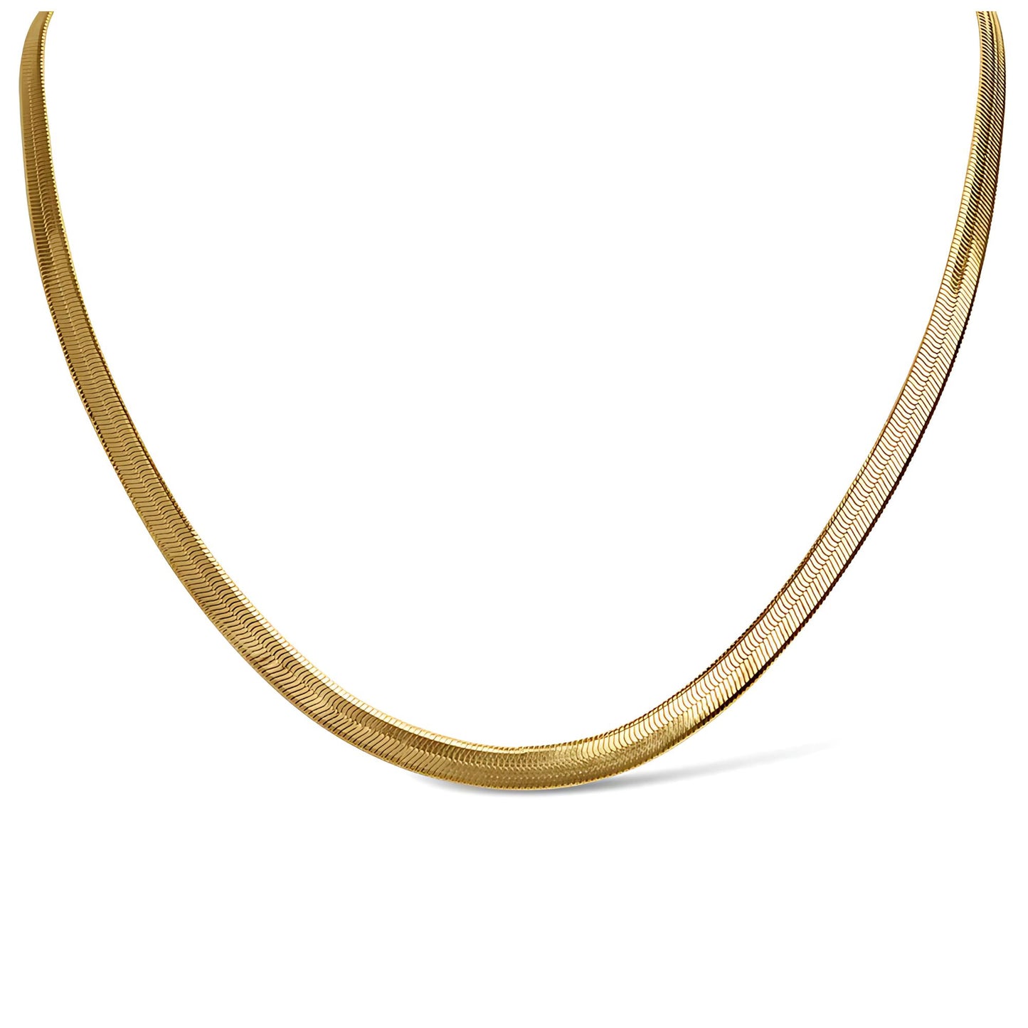 HerringboneChainNecklaceforMenorWomen18Inch5.5mmWide18KGoldPlatedStainlessSteelGingerLyne_Silver-1
