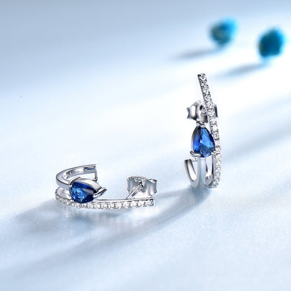 Blue Sapphire Drop Earrings for Women Sterling Silver Ginger Lyne Collection