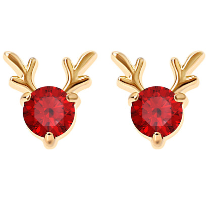 RudolphReindeerEarringsforWomenGoldPlatedStainlessSteelStudRedCZbyGingerLyne_Gold-1