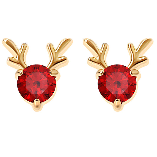 RudolphReindeerEarringsforWomenGoldPlatedStainlessSteelStudRedCZbyGingerLyne_Gold-1