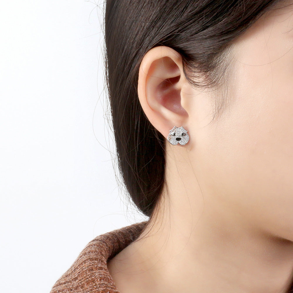 Pitbull Dog 3d Stud Earrings for Women Sterling Silver Cz Ginger Lyne Collection - 2D Earrings