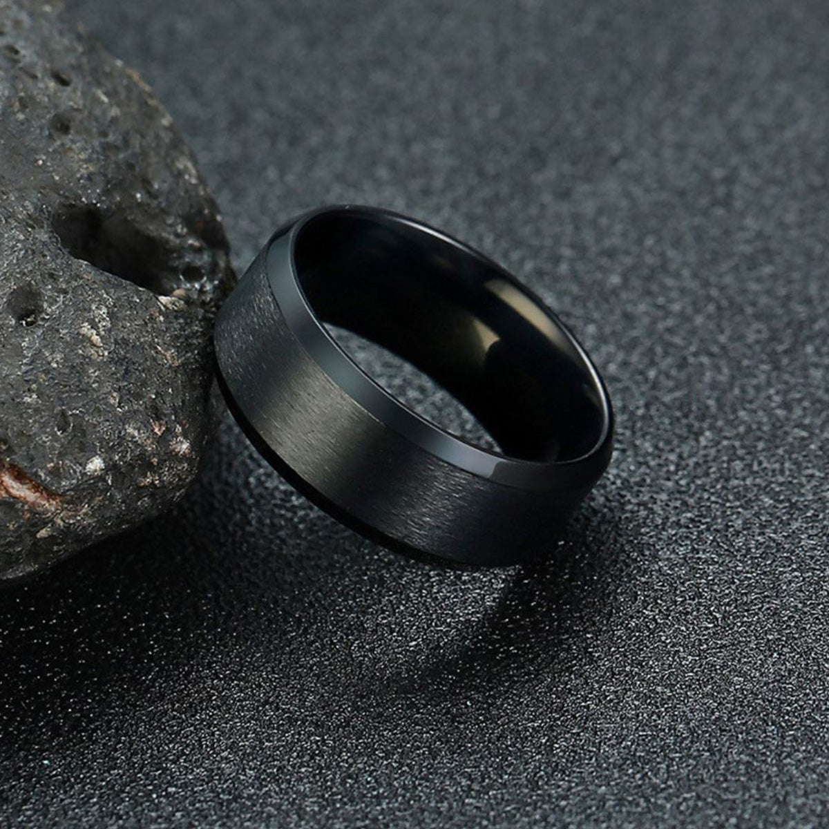 Matte Black Tungsten Carbide Wedding Band Ring Women Men 6mm or 8mm Ginger Lyne Collection