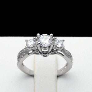 Heidi Engagement Ring Sterling Silver 3 Stone Cz Womens Ginger Lyne Collection - 6