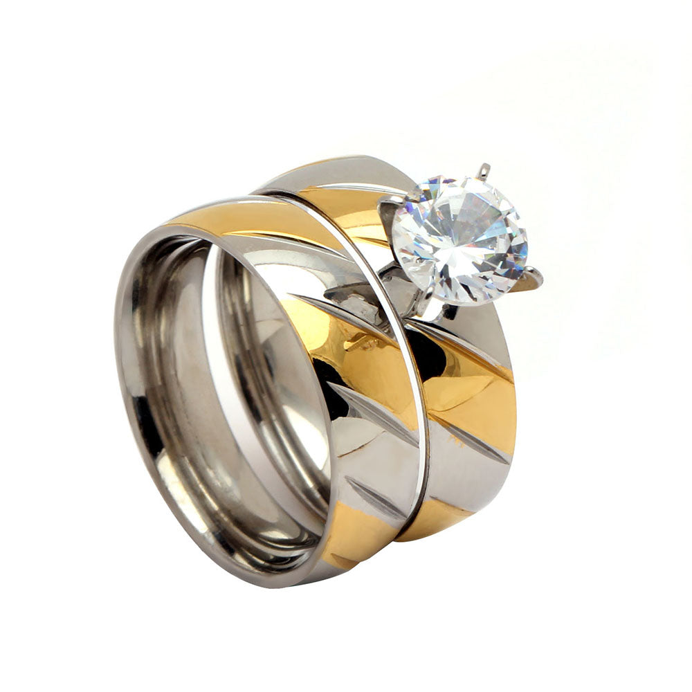 BreeWeddingRingSetWomenStainlessSteelEngagementMatchingBandGingerLyneCollection_Silver-1