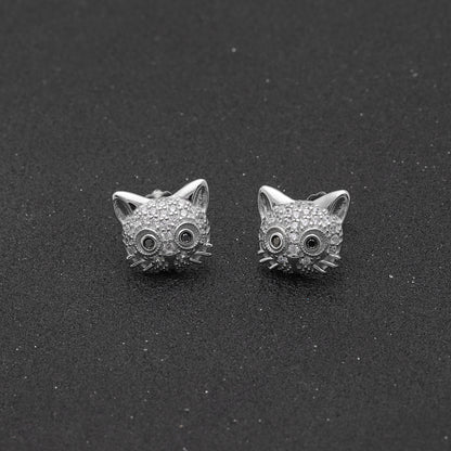 KittyCatStudEarringsforWomenCZSterlingSilverGingerLyneCollection_Silver-2