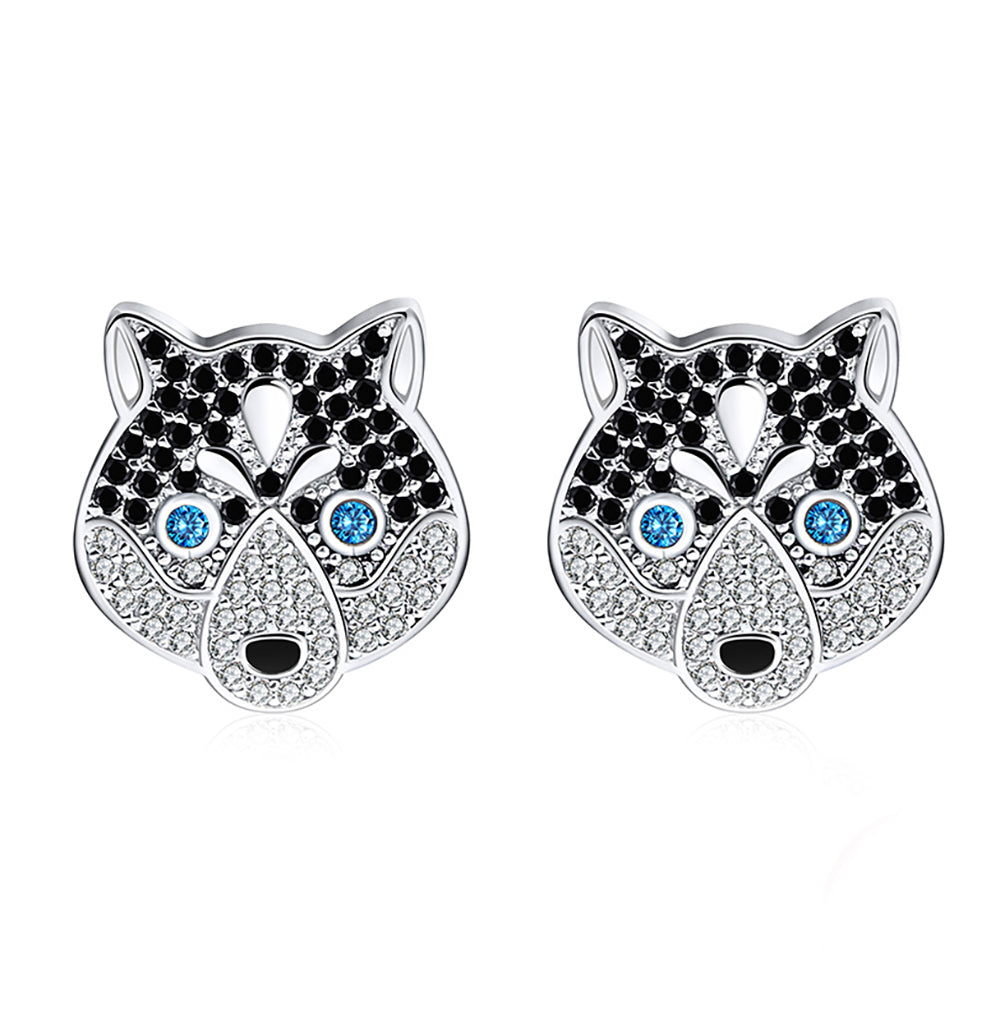 Koko Husky Dog Sterling Silver Earrings for Women Cz Ginger Lyne Collection - Earrings