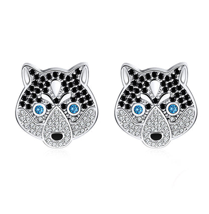 Koko Husky Dog Sterling Silver Earrings for Women Cz Ginger Lyne Collection - Earrings