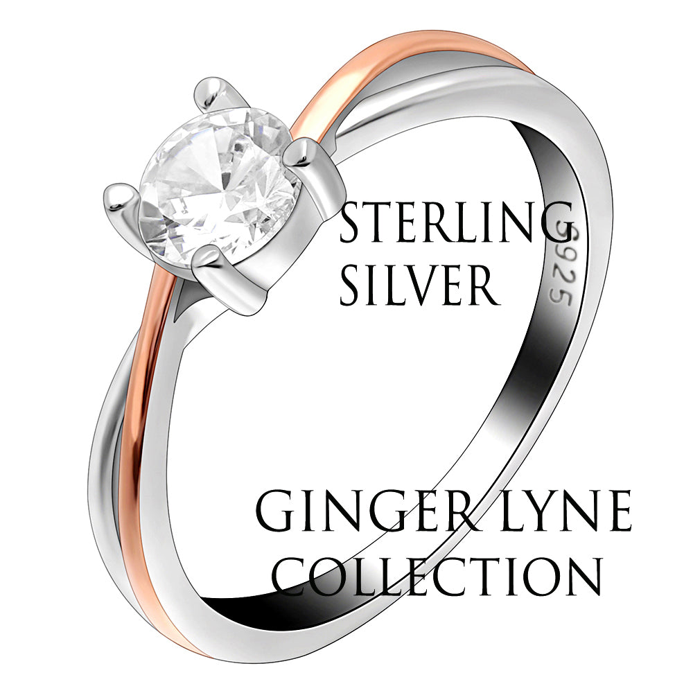 Carina Engagement Ring Rose Gold Sterling Silver Zirconia Ginger Lyne Collection - 5