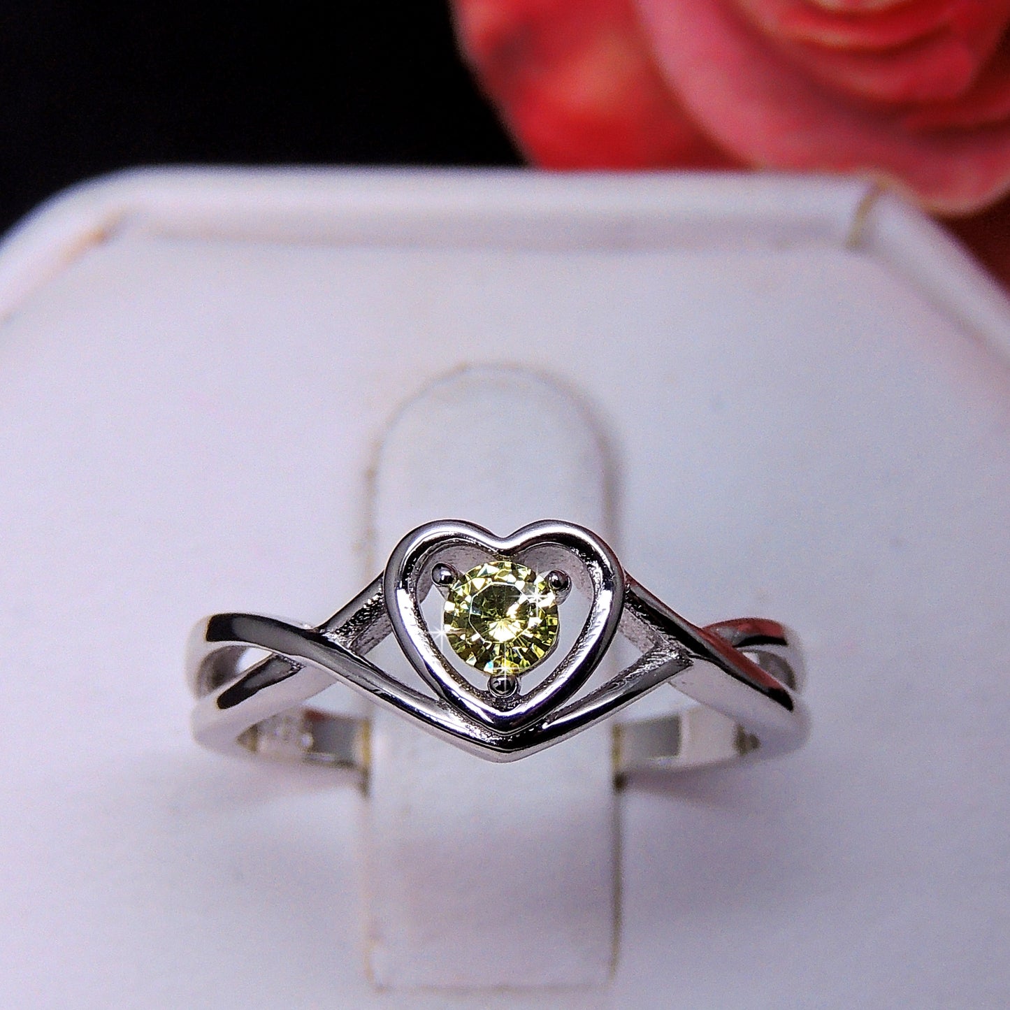 Christine Engagement Ring for Women Promise Heart Birthstone Cz Sterling Silver by Ginger Lyne