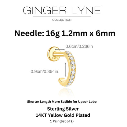 HoopFlatBackEarringsforWomenSterlingSilver16G6mmCartilageHelixUpperLobeBodyPiercingGingerLyne_Gold-4