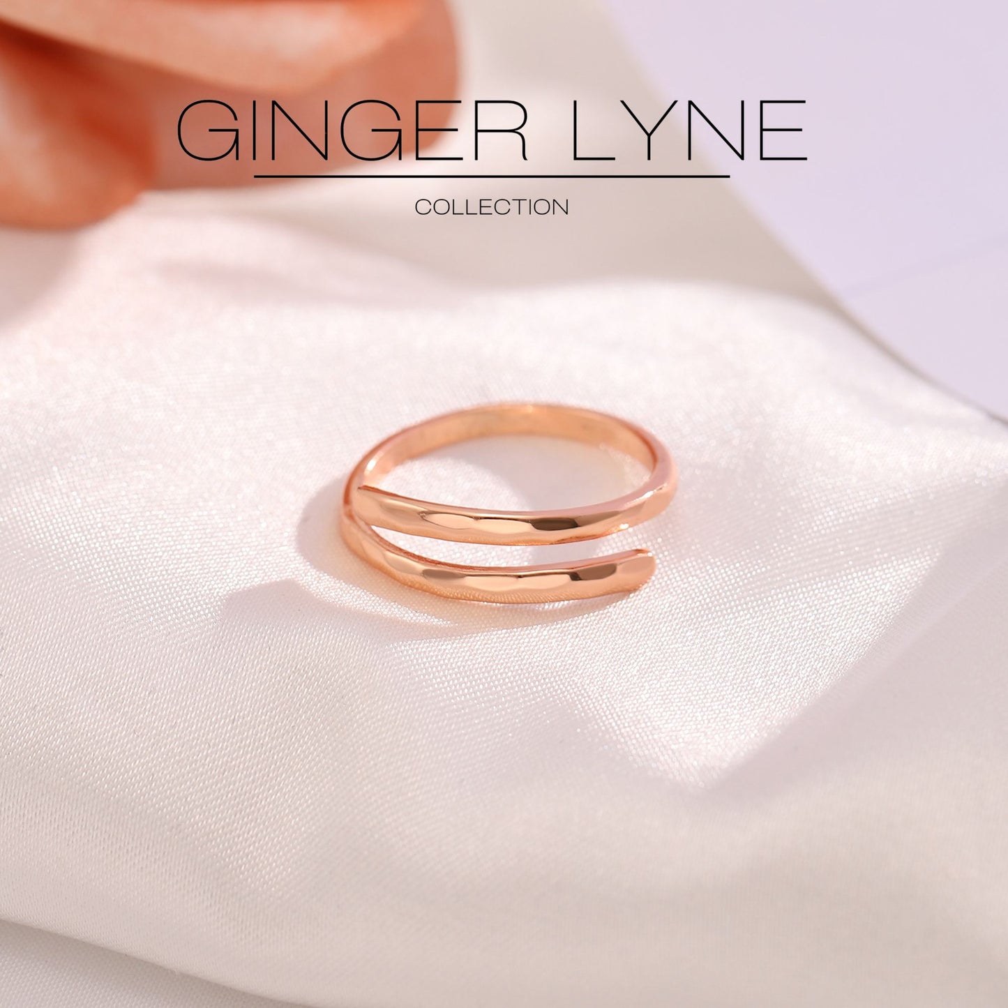 Hadley Adjustable Wrap Ring for Women Resizable Hammered Sterling Silver Wedding Band - Rose