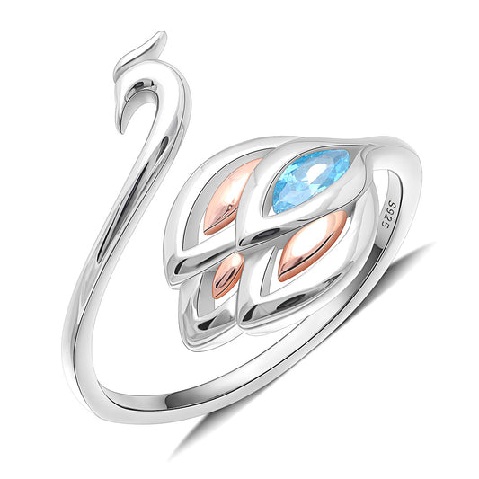 SwanWrapRingSterlingSilverBlueCubicZirconiaWomensGingerLyneCollection_Silver-1