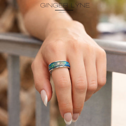 HeartbeatMoodRingWeddingBandforWomenorMen6mmStainlessSteelGingerLyneCollection_Silver-5
