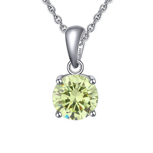 Solitaire Birthstone Necklace for Women Cz Sterling Silver Ginger Lyne Collection - August-Peridot Green