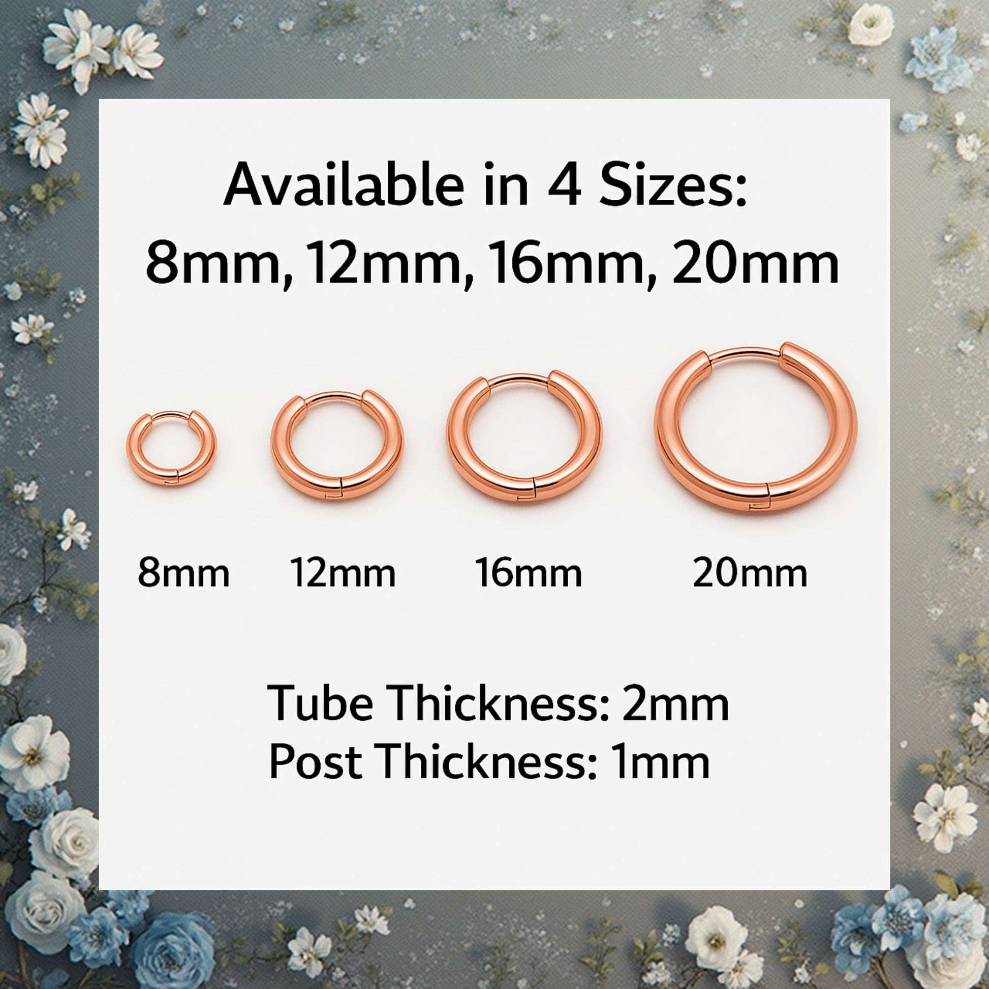 Stainless Steel Hoop Earrings by Ginger Lyne Huggie Style for Lobe Cartilage Piercing Body Jewelry - Rose-20mm