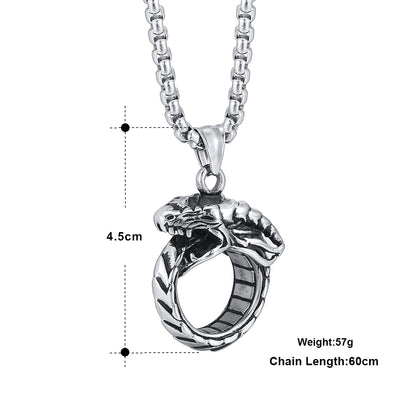 Dragon Ring Necklacefor Men or Women  Stainless Steel Punk Goth Biker Ginger Lyne Collection