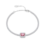 Load image into Gallery viewer, Halo Tennis Chain Bracelet for Women Adjustable Sterling Silver Pink CZ Ginger Lyne Collection - Pink
