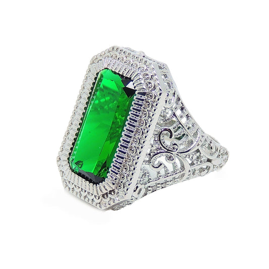DahliaStatementRingWomensGreenEmeraldCubicZirconiaGingerLyneCollection_Green-1