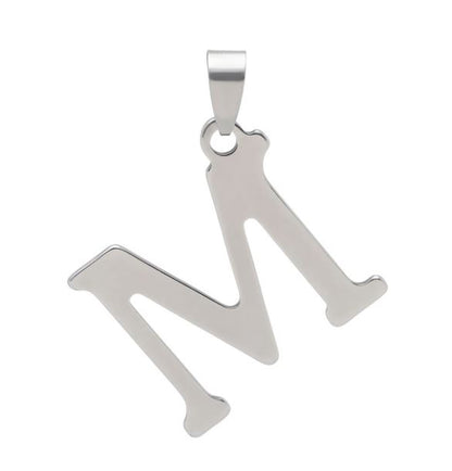 Initial Letter Pendant Necklace Stainless Steel Men Women Ginger Lyne Collection - S