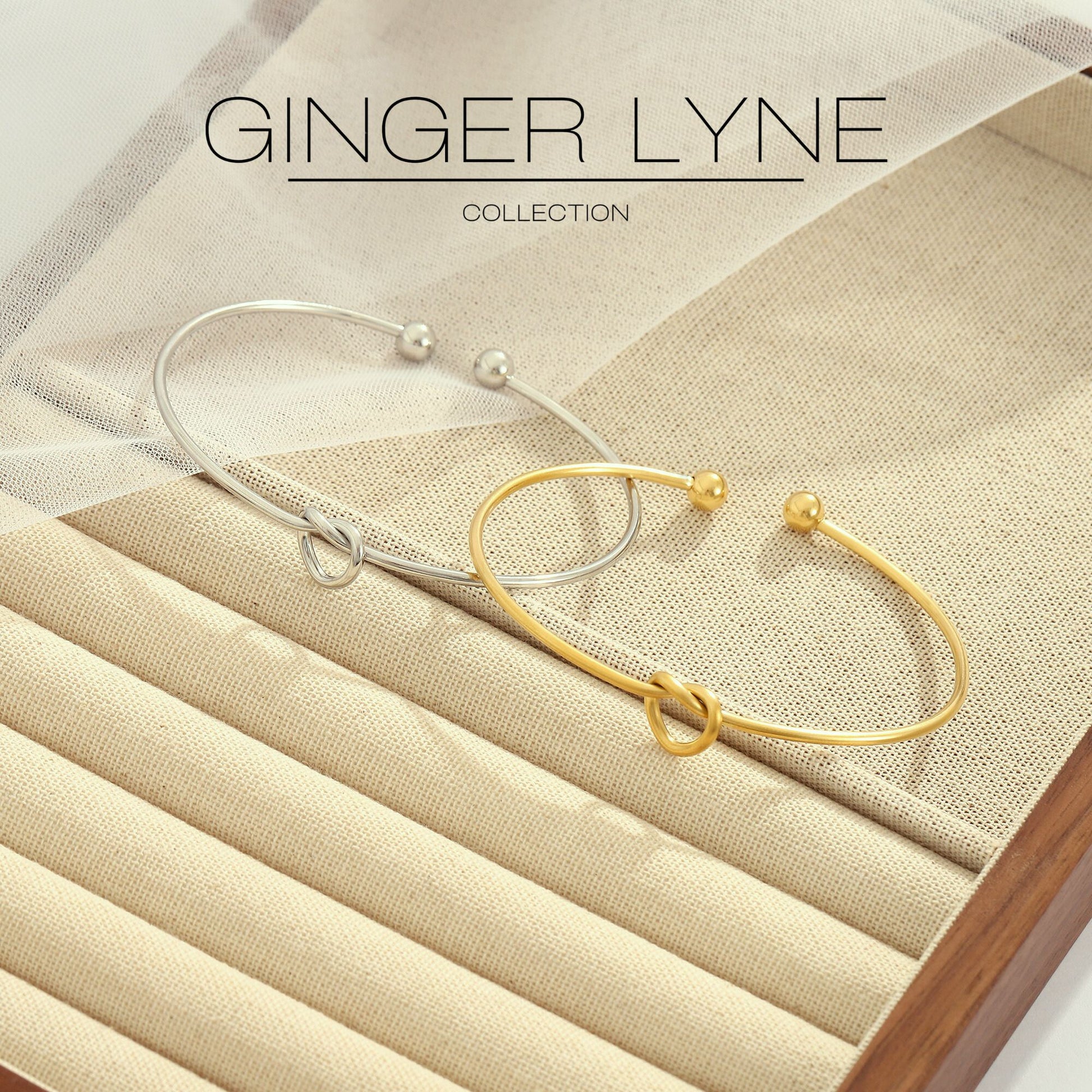 LoveKnotBraceletforWomenorMenbyGingerLyneBridalPartyGiftsLargeAdjustableBangle_Gold-5