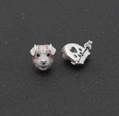 Pitbull Dog 3d Stud Earrings Sterling Silver Cz Womens by Ginger Lyne Collection