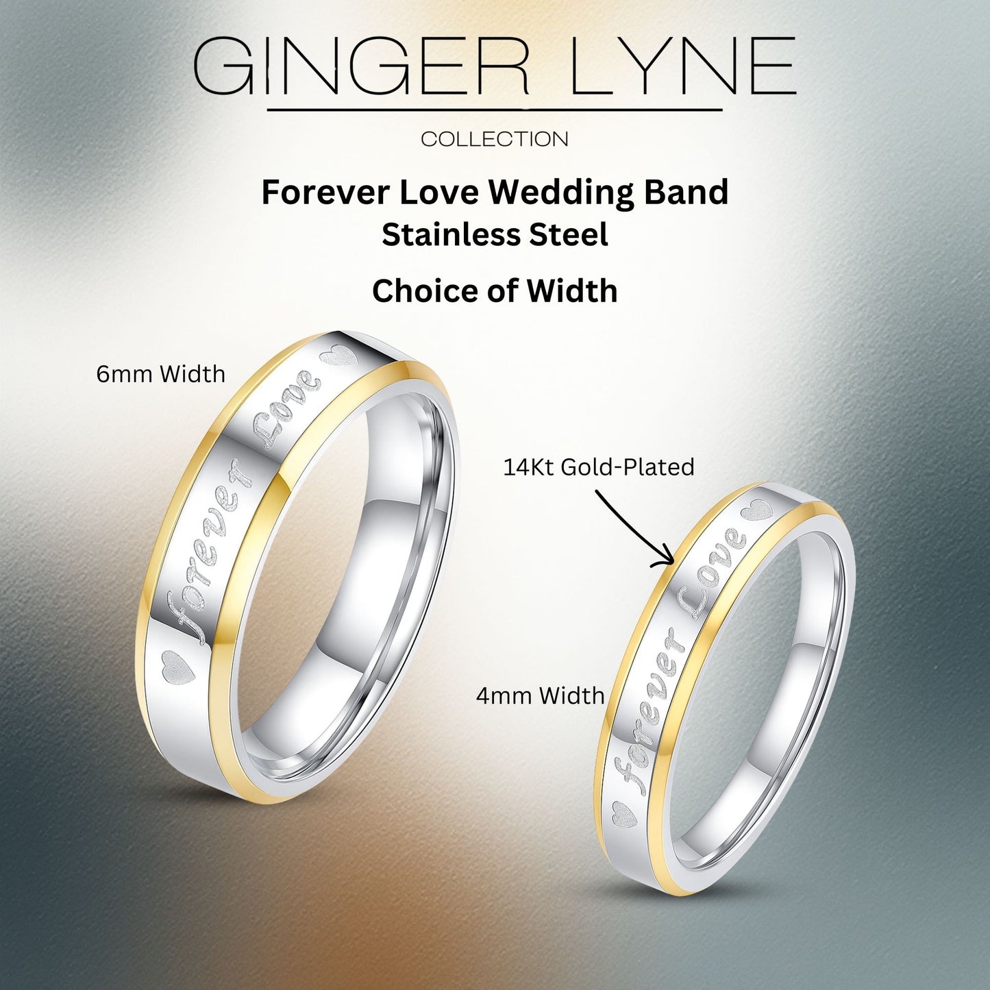 ForeverLove4mmor6mmWeddingBandRingforMenorWomenTwoToneStainlessSteelGingerLyneCollection_4mm-3