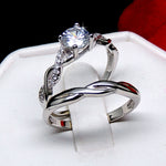 Load image into Gallery viewer, Queena Bridal Set Engagement Ring Cz Sterling Silver Women Ginger Lyne Collection

