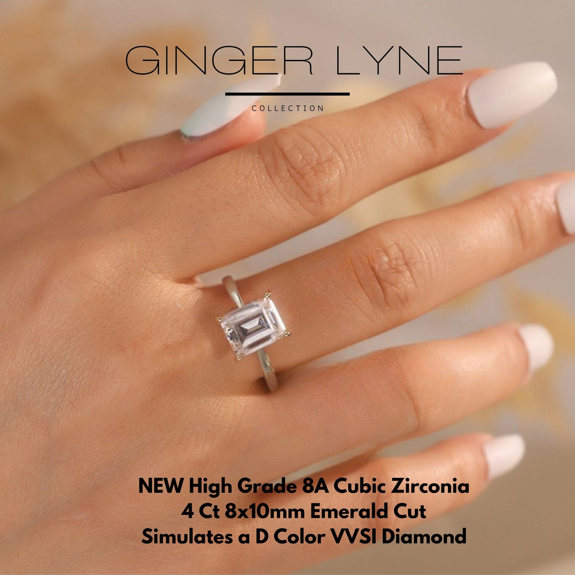 Solitaire4CtEmeraldCutEngagementRingforWomenSterlingSilver8ACZGingerLyneCollection_Silver-3