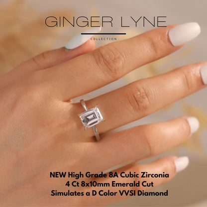 Solitaire4CtEmeraldCutEngagementRingforWomenSterlingSilver8ACZGingerLyneCollection_Silver-3