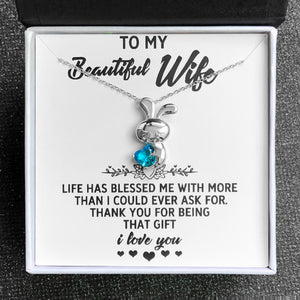 Wife Greeting Card Sterling Silver Bunny Love Necklace Women Ginger Lyne Collection - Wife-01
