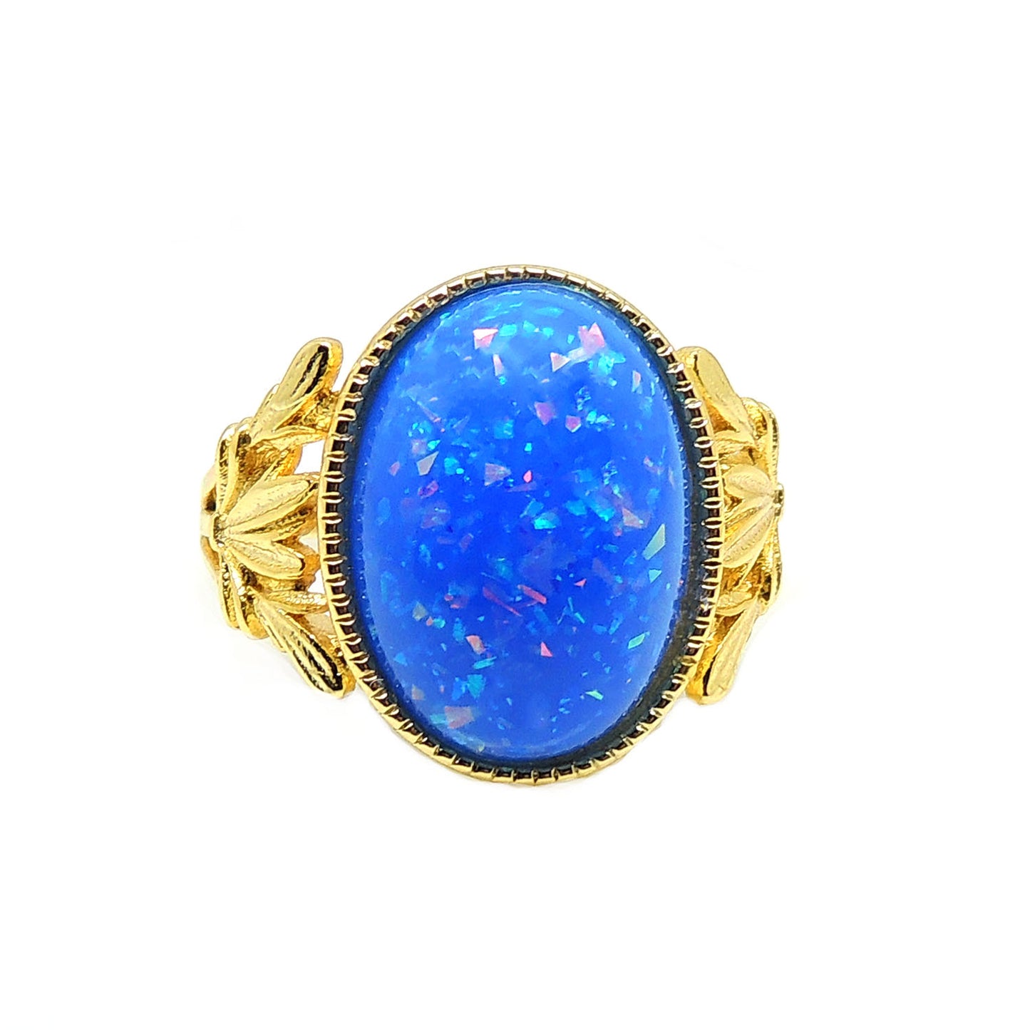 Alberta Simulated Blue Fire Opal Ring Womens by Ginger Lyne Collection