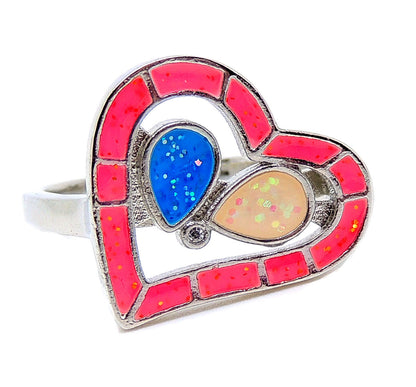 Heart Statement Ring Created Opal Multi Colored Ring Women Ginger Lyne Collection