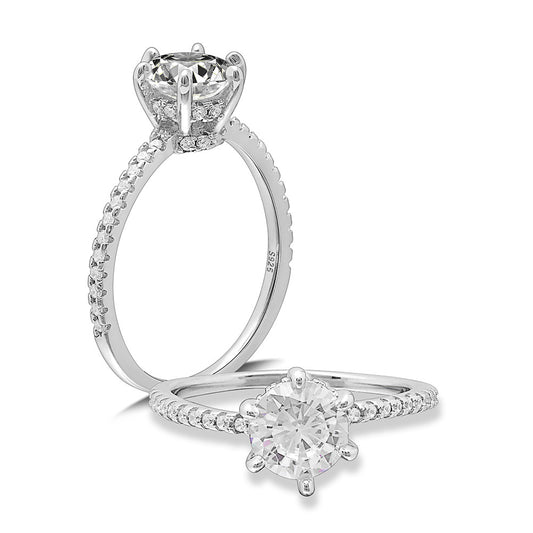 Solitaire Engagement Ring for Women Sterling Silver 1Ct Cz Ginger Lyne Collection