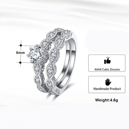 Nickie Bridal Set Engagement Ring Wedding Band Cz Womens Ginger Lyne Collection