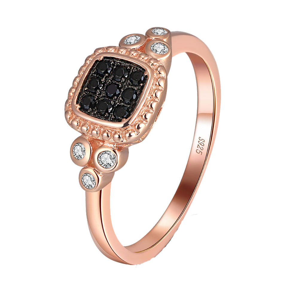 Engagement Ring for Women Rose Gold Sterling Silver Black Cz Ginger Lyne Collection - 6