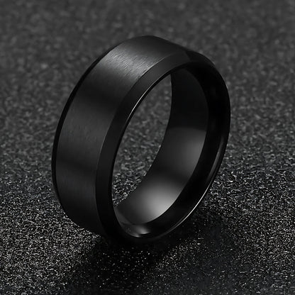 MatteBlackTungstenCarbideWeddingBandRingWomenMen6mmor8mmGingerLyneCollection_8mm-2