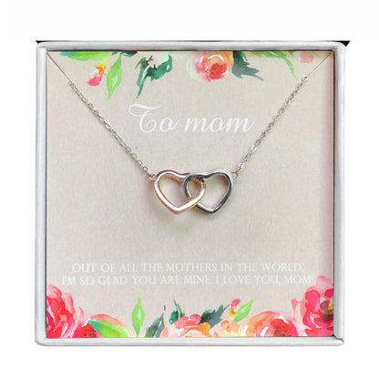 Mom Greeting Card Sterling Silver Linked Hearts Necklace Women Ginger Lyne Collection - Mom-23