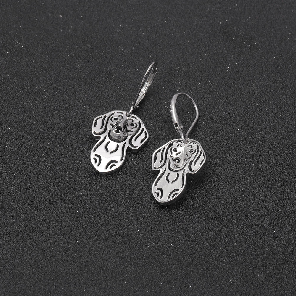 Dachshund Dog Sterling Silver Earrings Necklace Set Women Ginger Lyne Collection - Earrings Only