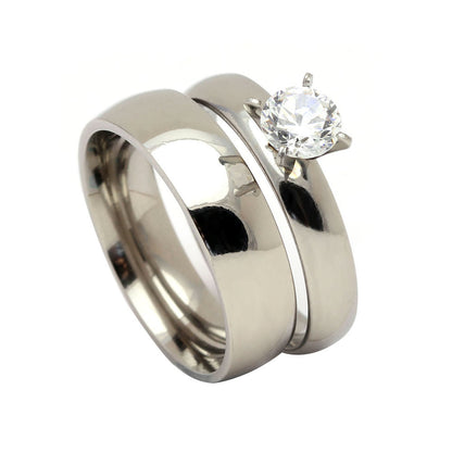 Sabrina Bridal Set Cz Stainless Steel Band Ring Womens Ginger Lyne Collection