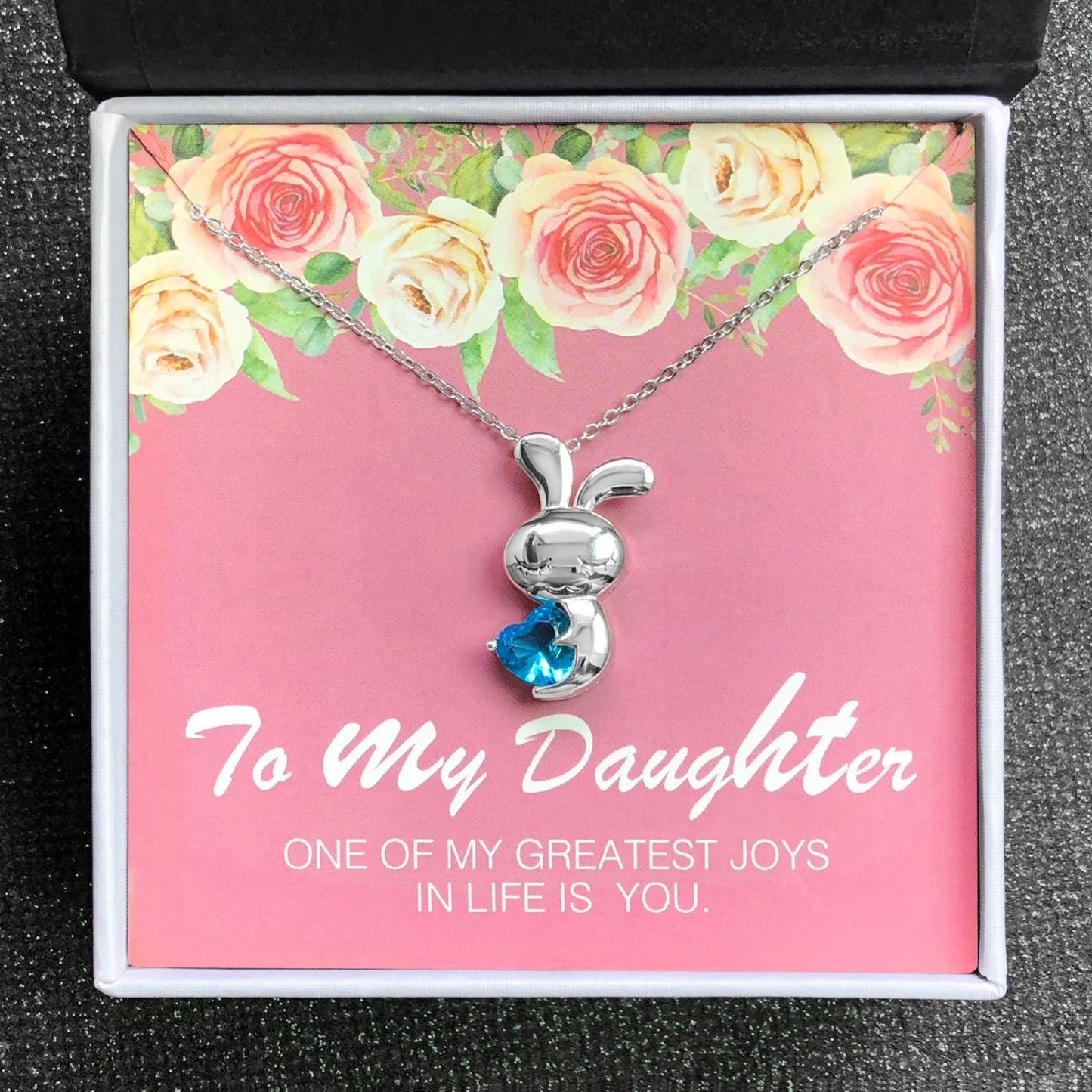 Daughter Greeting Card With Sterling Silver Some Bunny Loves You Necklace in Gift Box Ginger Lyne - GC-12