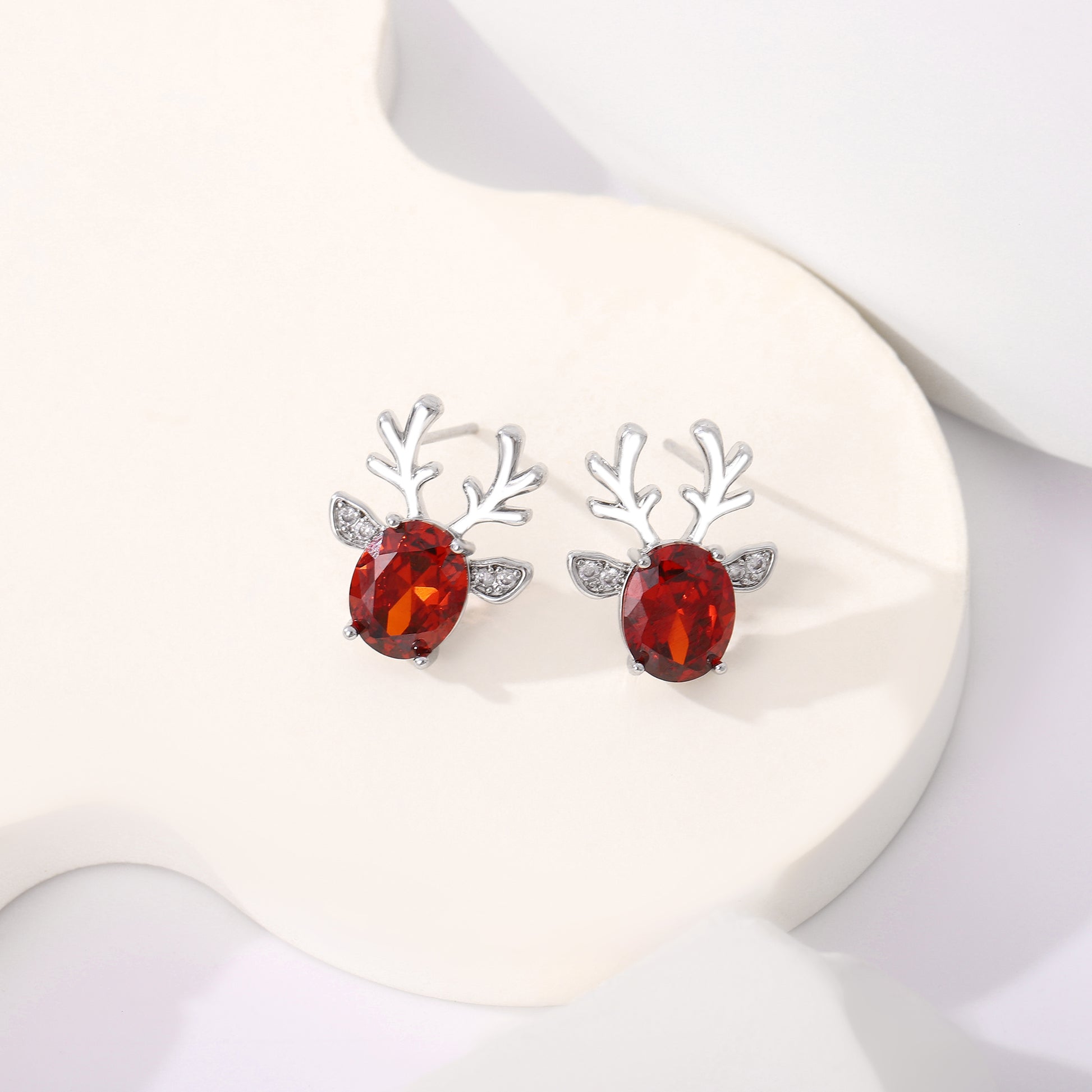 ReindeerStudEarringsforWomenWhiteGoldPlatedCZChristmasJewelryGingerLyneCollection_Red-8