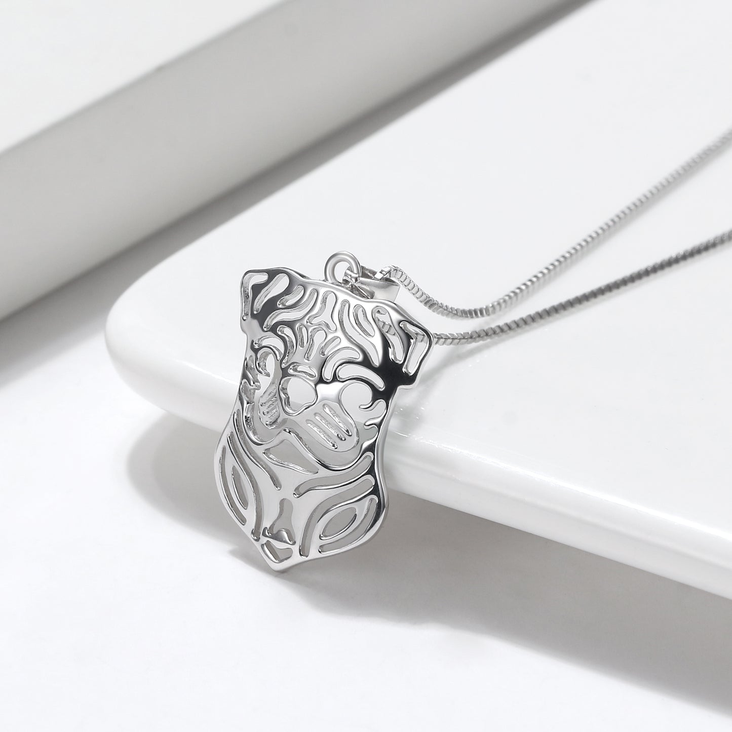 Pug Dog Sterling Silver Pendant Necklace Earrings Set Womens Ginger Lyne Collection - Dog Set