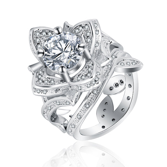 JosieFlowerWeddingRingSetforWomenCzEngagementRingMatchingBandGingerLyneSize10_Silver-1