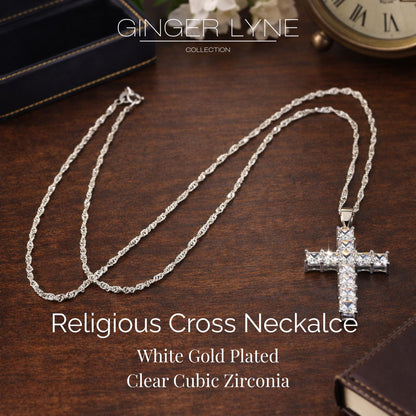 ReligiousCrossPendantNecklacePrincessCutCZWomensGingerLyneCollection_silver-3